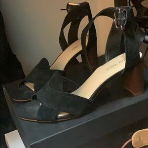 Nine West Black and brown Suede Strap block heels